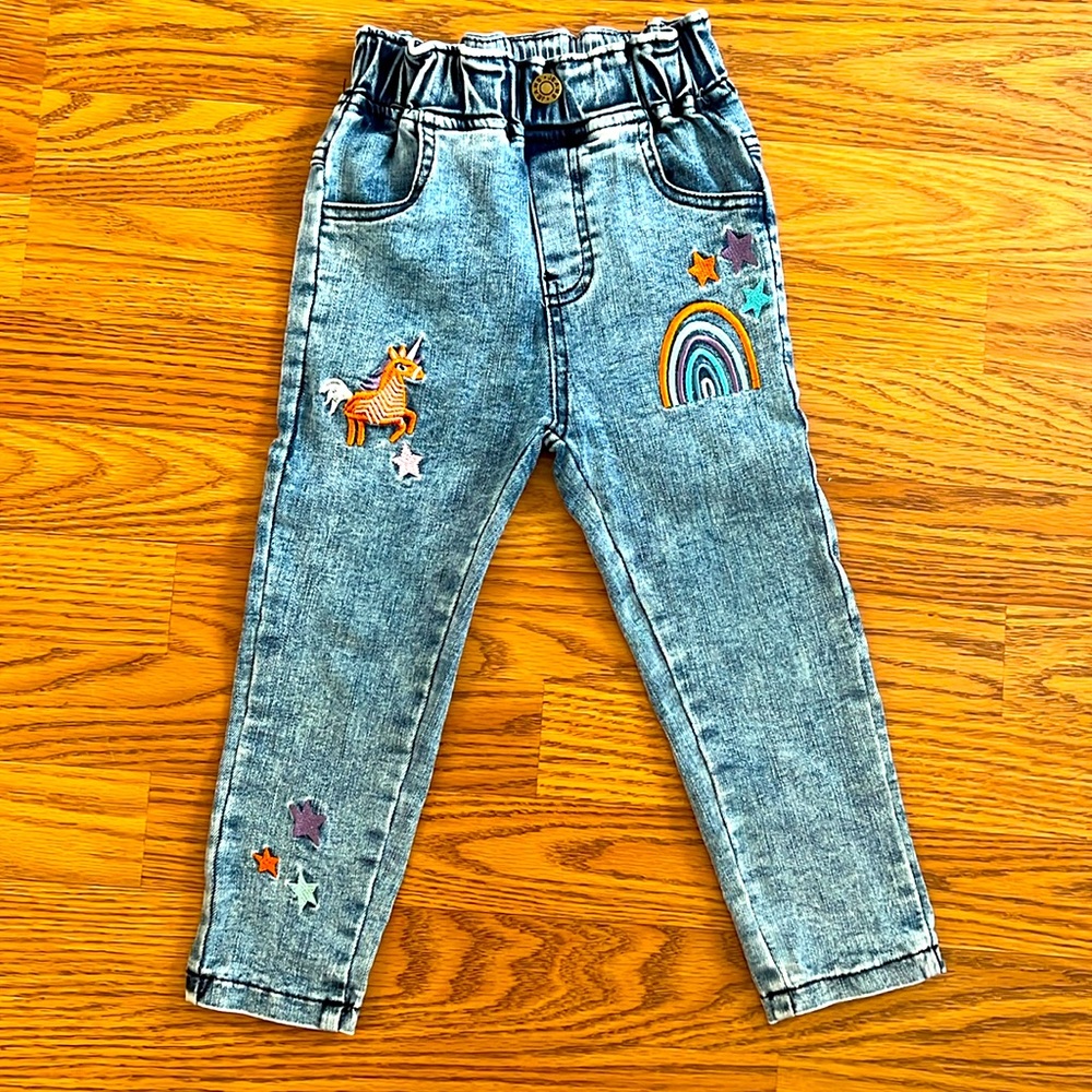 Rainbow Unicorn High waist toddler pants with stretch waistband / Eu 90